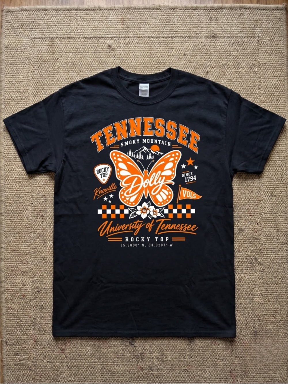 Tennessee Volunteers Butterfly Graphic T-Shirt Game Day Vols Dolly Tee